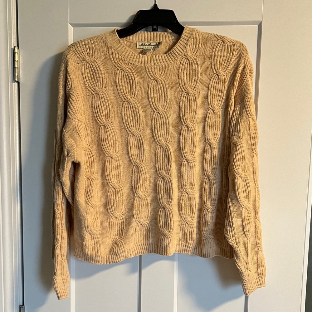 L.L. Bean Cable Knit Sweater in Tan